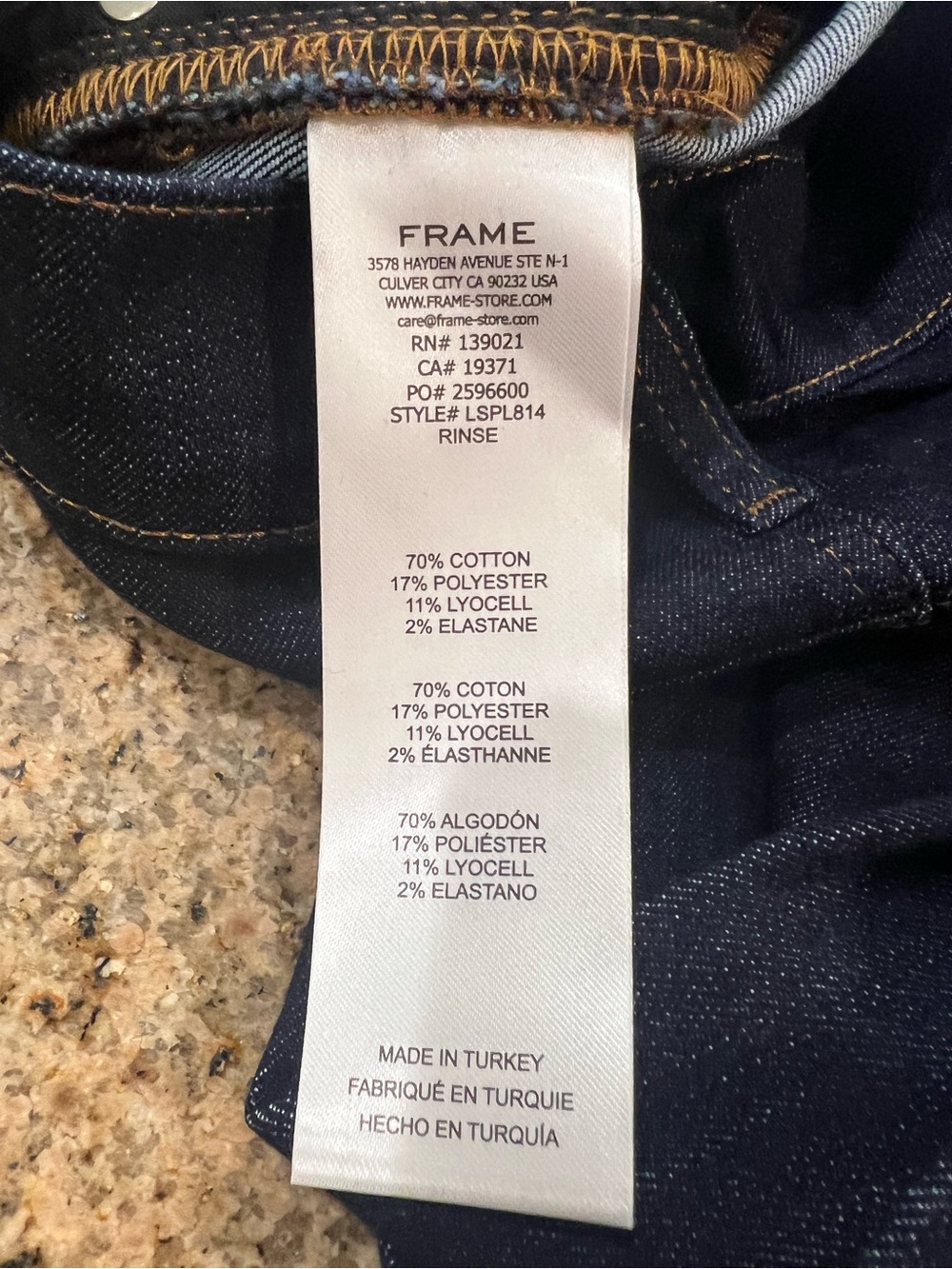 FRAME Le Slim Palazzo Long Jeans 25 High Rise Wide Leg Rinse Dark Wash $288 NWT - Picture 7 of 10